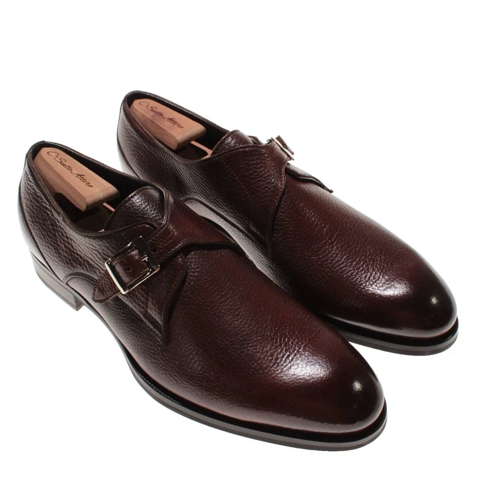 Pastori NWOB Faustus Single Monk Strap Dress Shoes Size 9 in Brown Leather